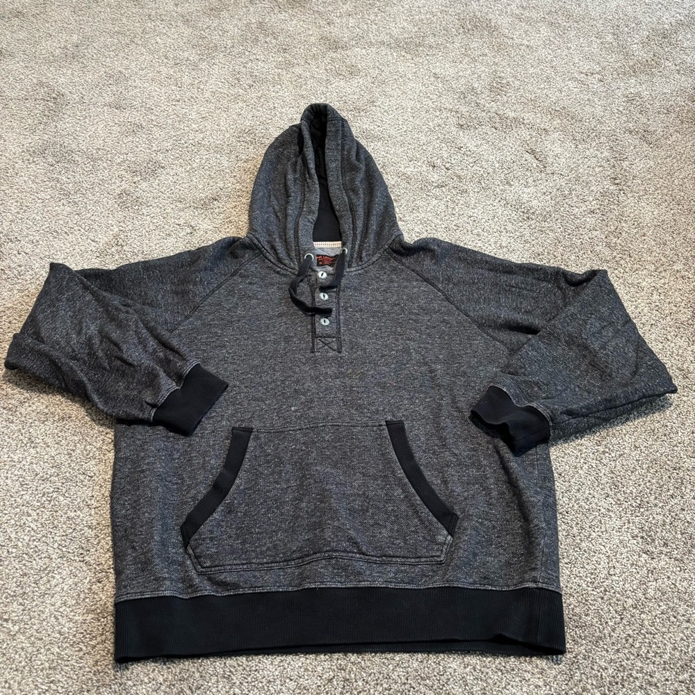 Charcoal Gray Men's Hoodie with Button Detail